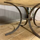 oval - rectangular marble and metal design table