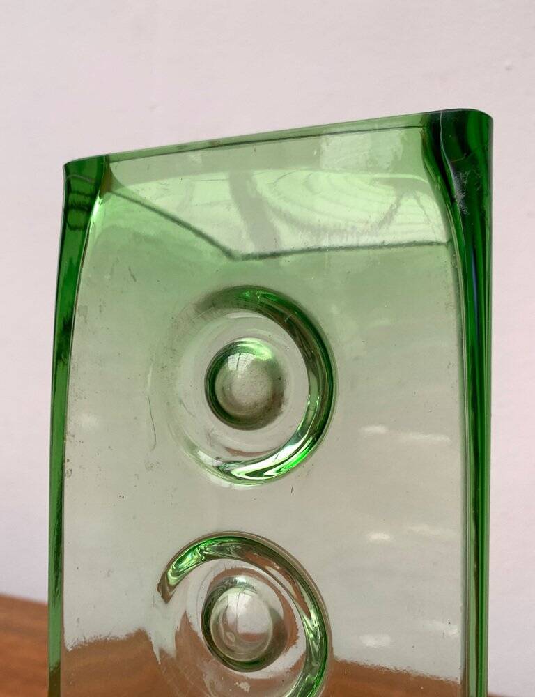 Brutalist glass block vase from the mid-century space age, 1960s