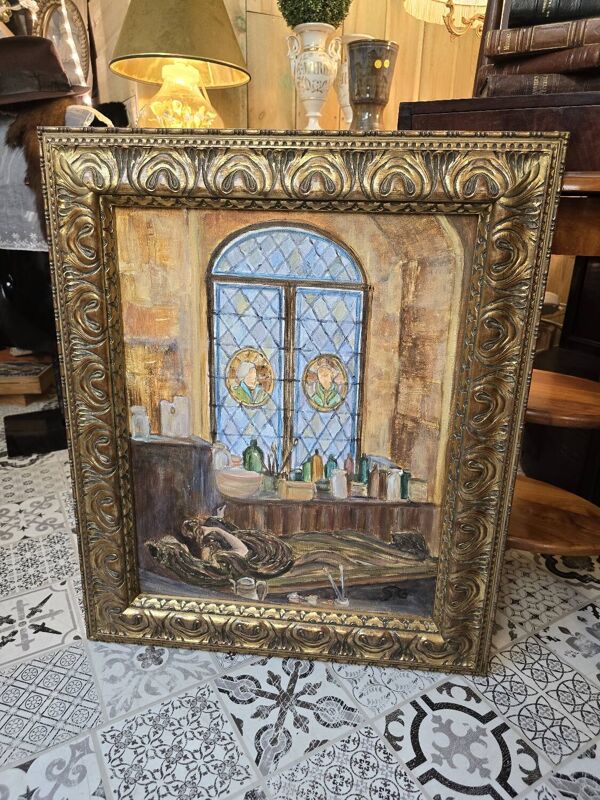 Huile sur toile ''l'atelier de l'artiste