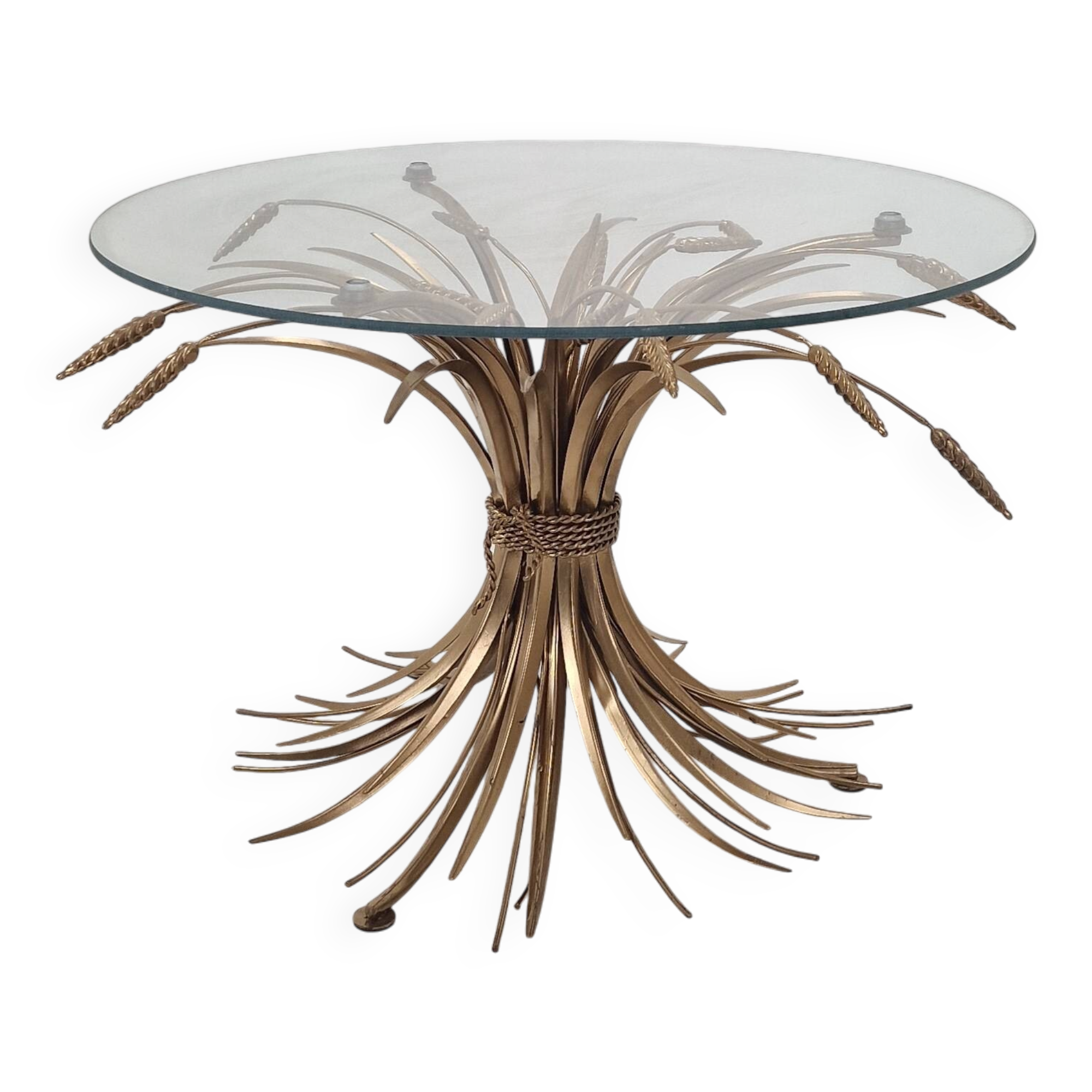 Hollywood Regency Gilded Coco Chanel Style Sheaf of Wheat Coffee Table, 197