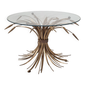 Hollywood Regency Gilded Coco Chanel Style Sheaf of Wheat Coffee Table, 197