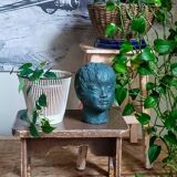 Mini-bench stool in old patinated solid wood