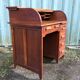 Bureau vintage dit bureau américain à rideau en chêne