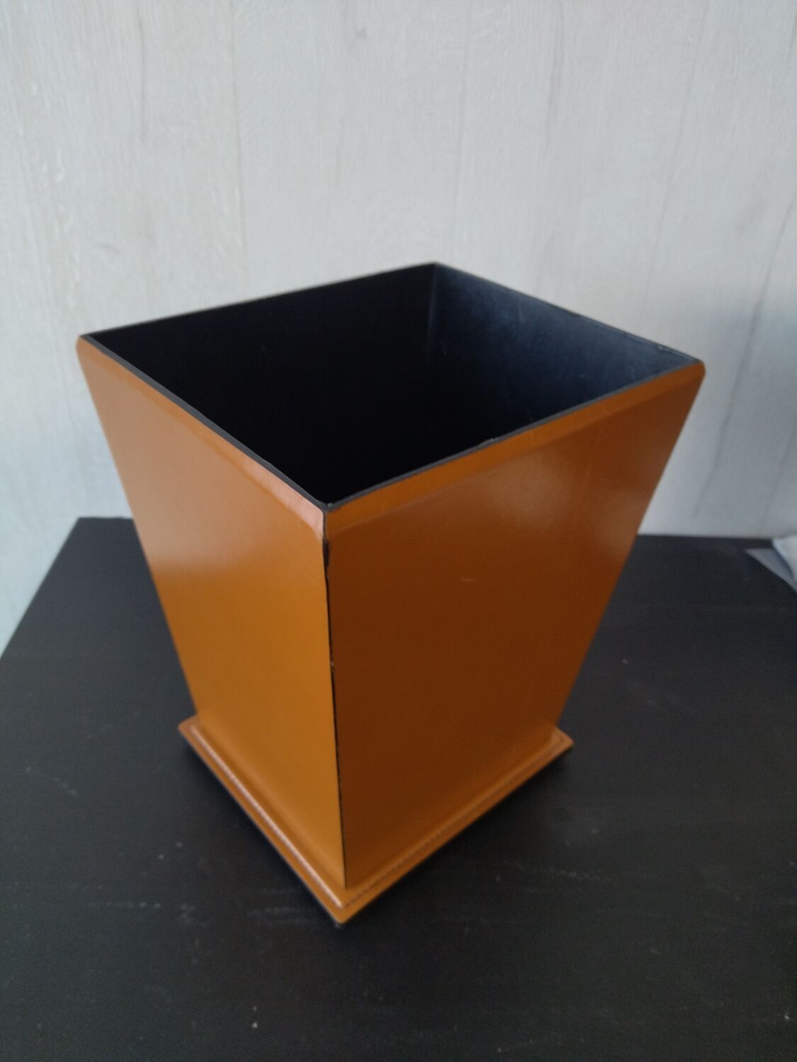 Leather wastebasket