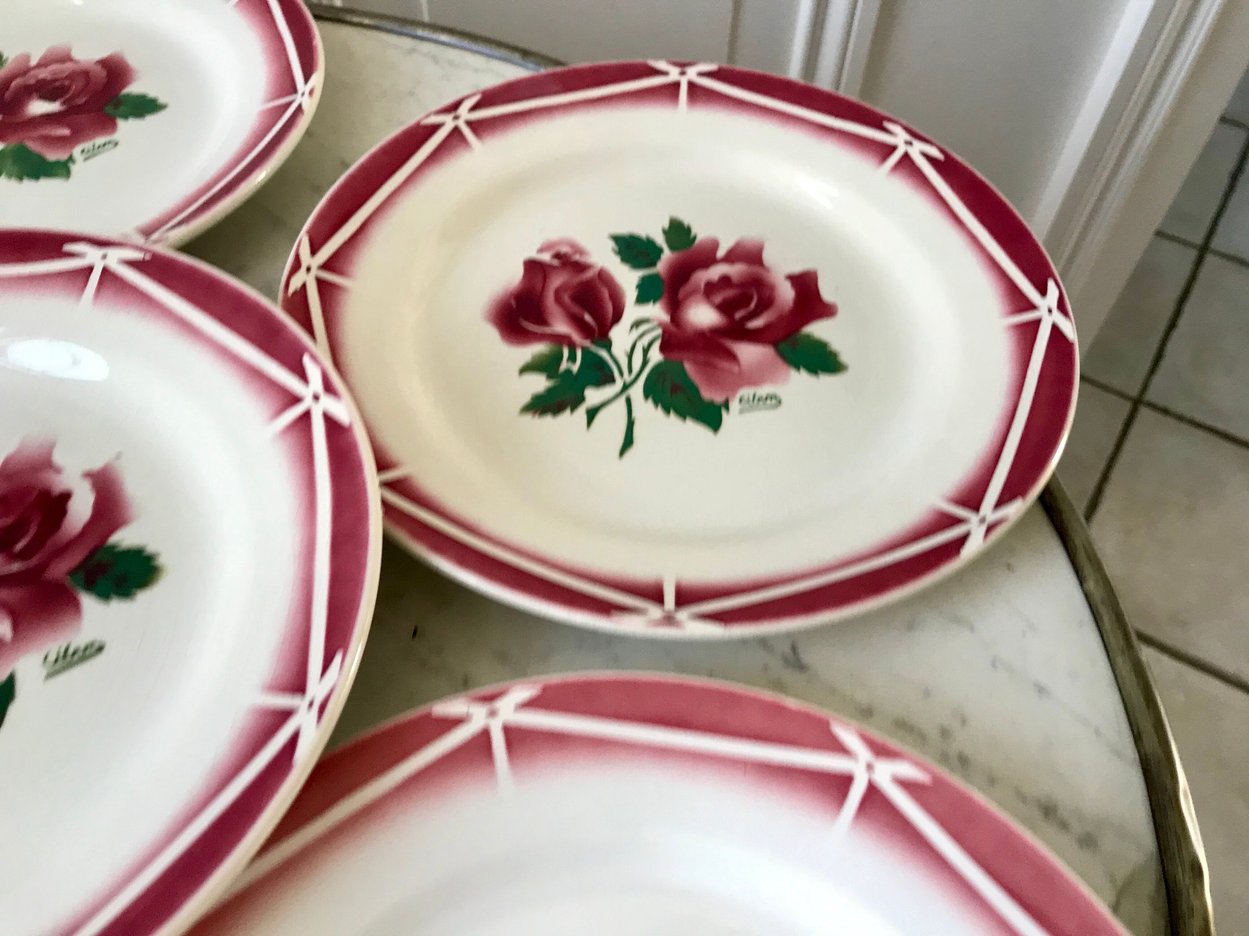 set of 6 dessert plates Digoin Sarreguemines model Cibon years 30-40