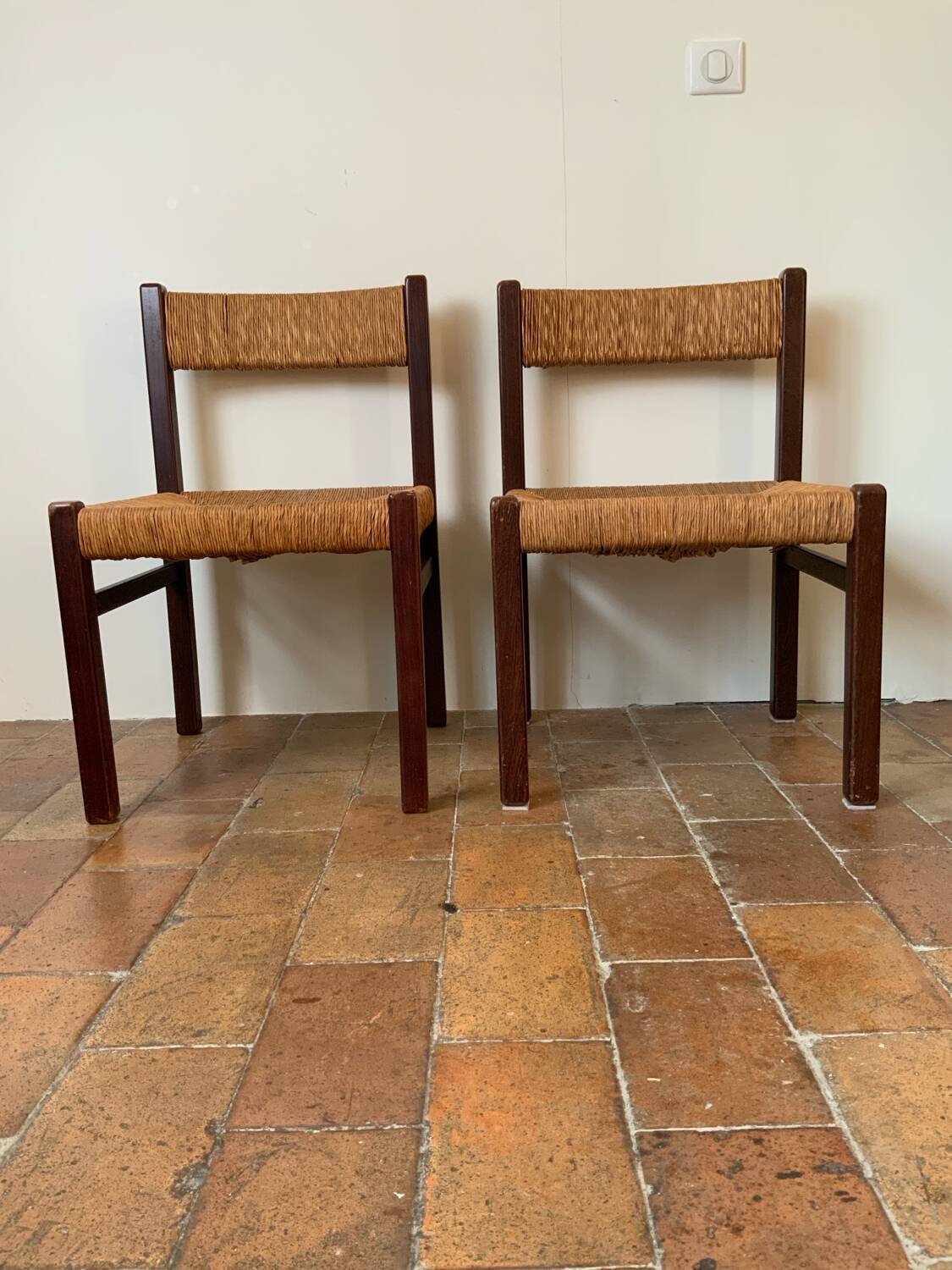 Pair of Mid-Century wicker chairs
