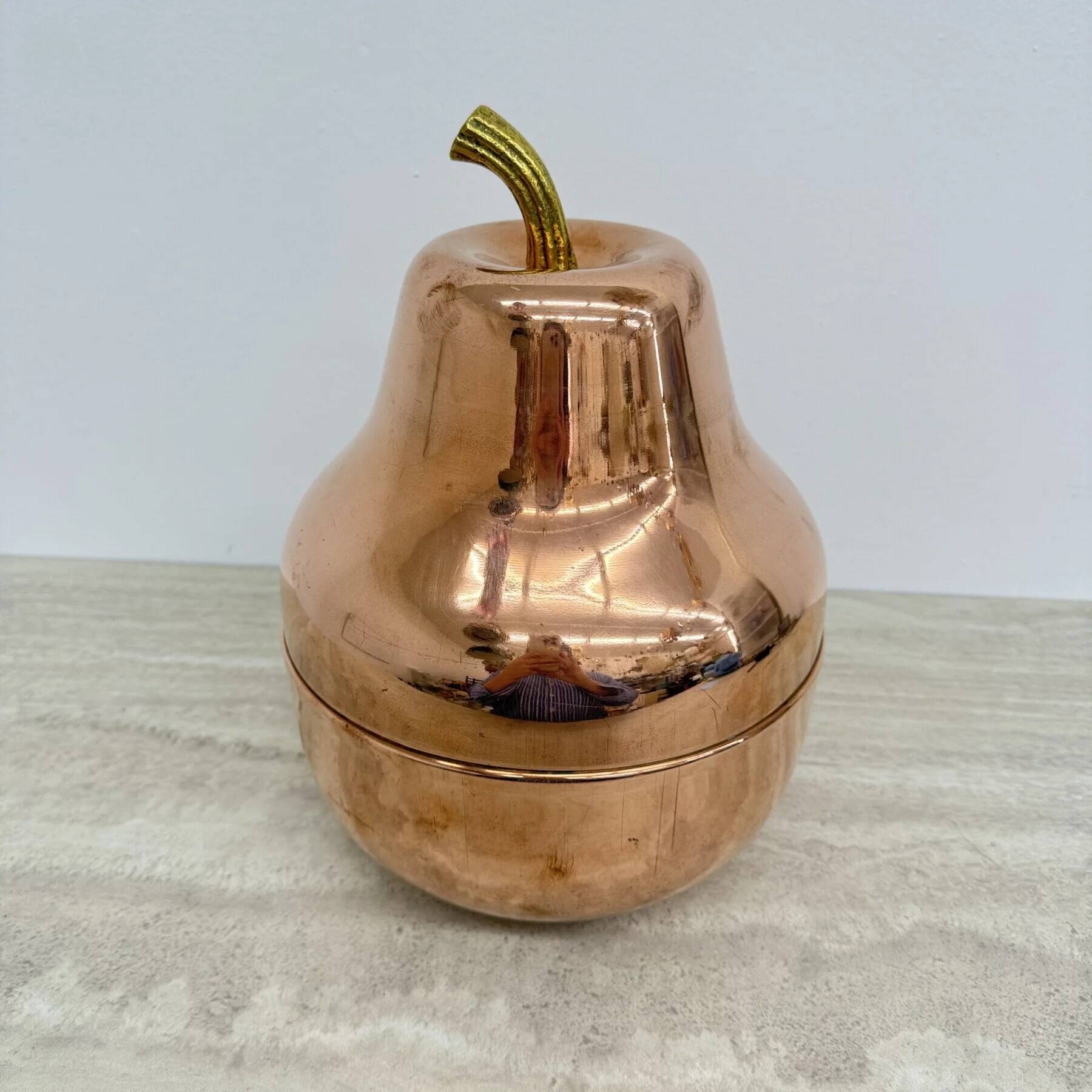 Vintage Raymor large pear-shaped copper champagne and wine cooler, Italy 1970s