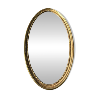 Miroir  bois doré  ovale 36 x 67 vintage