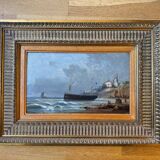 Tableau, Marine sur la côte d’Opale XIX siècle