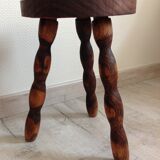 Tripod stool feet "rosary" in vintage wood 60s-70s