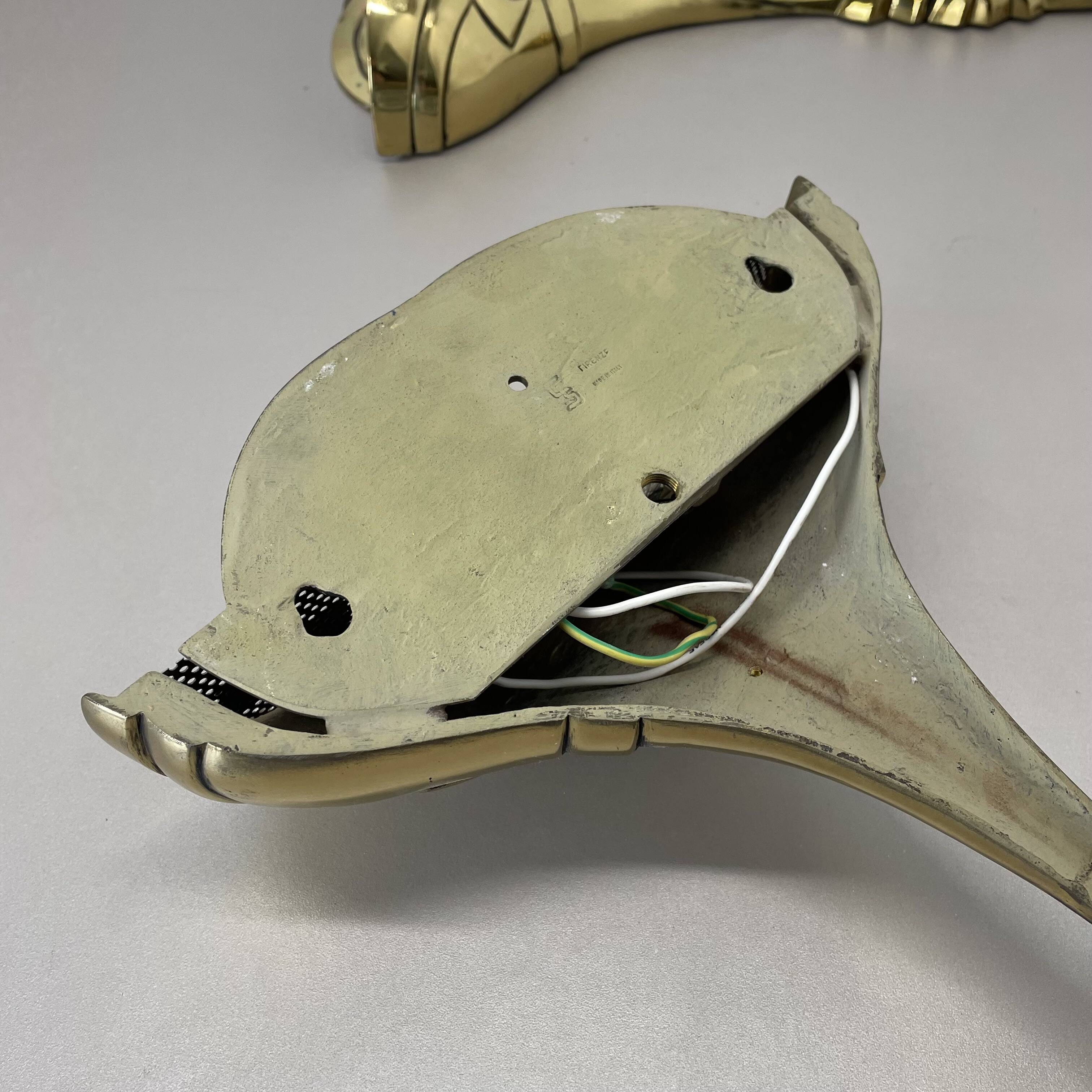 Set of 2 xxl 48cm Floral Brass Wall Light Sconces by C.S. ARTE, Italy 1980s