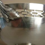 Antique trophy-shaped sugar bowl, silver-plated metal and glass verrine