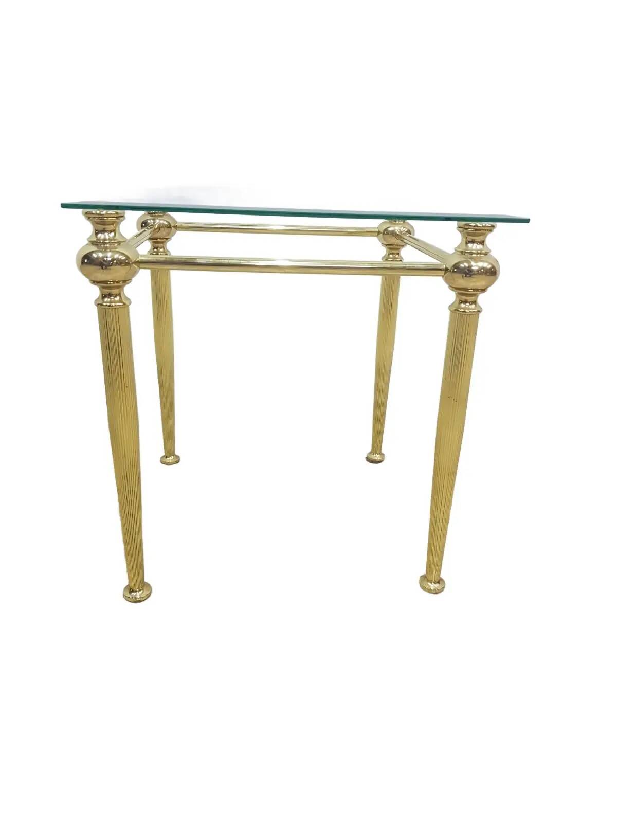Side table, gold-tone brass, clear glass, France, 1960s.