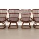 Italian Designer Mid Century Bamboo Armchairs, Set Of 4pcs.