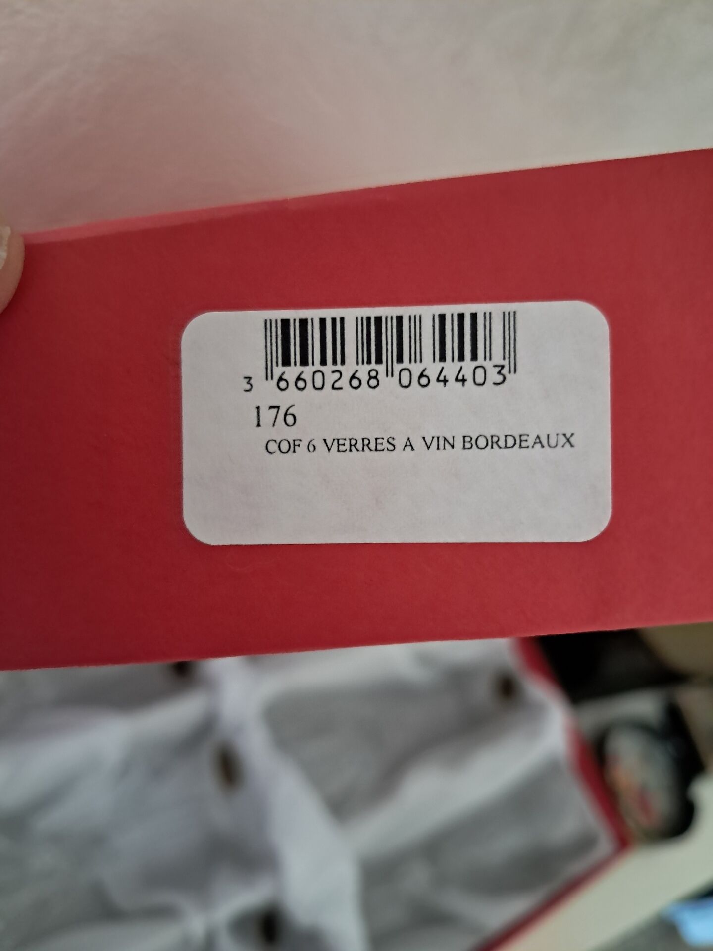Coffret de 6 verres à vin en cristal de Lorraine neuf