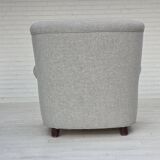 1950s, Danish relax chair by Fritz Hansen, model 1518, grey furniture wool.