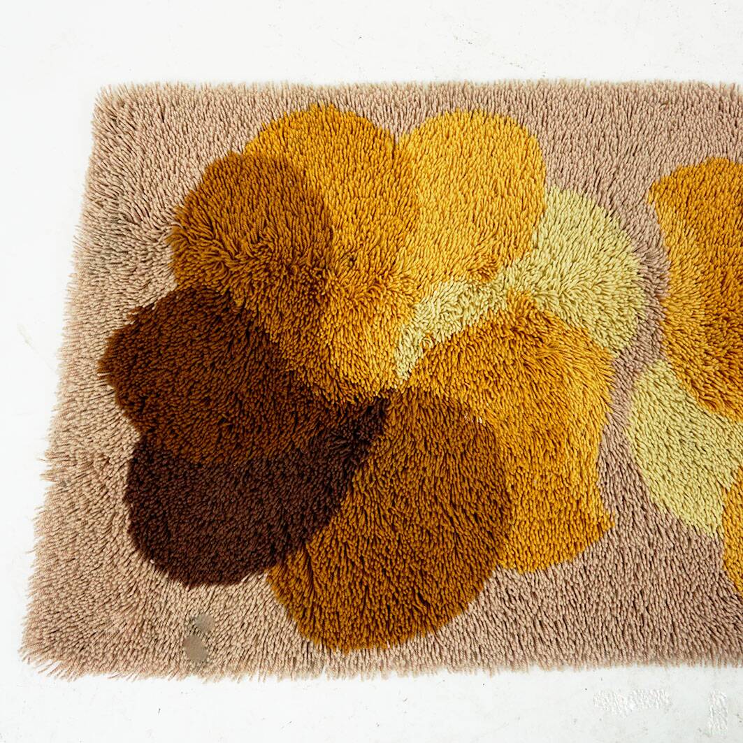 Brown and yellow floral wool carpet by Desso, Netherlands, 1970s.