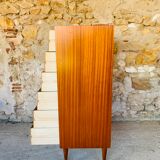 High chest of drawers with 6 drawers, Scandinavian style, circa 60's