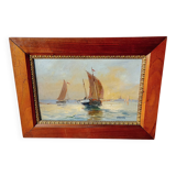oil painting on cardboard (sailing boats)