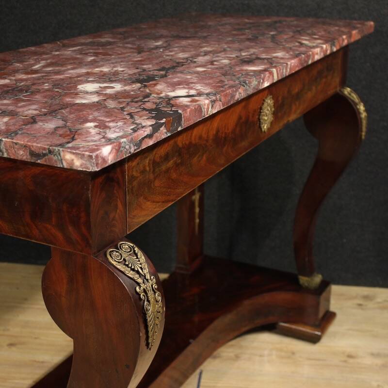 19th century Italian Empire style console table with marble top