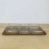 Scandinavian teak and Danish glass aperitif tray 60's