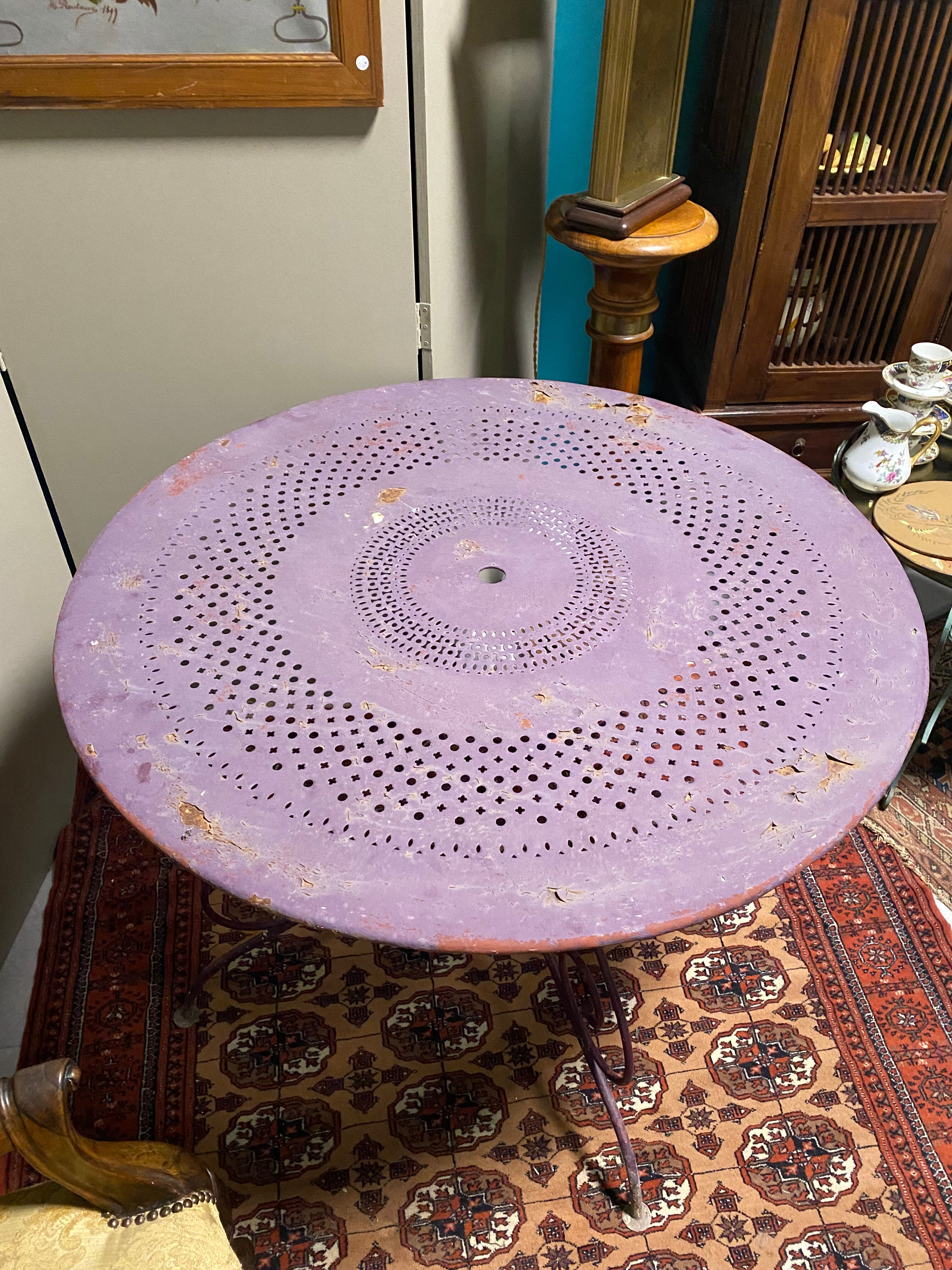 Purple wrought iron garden table