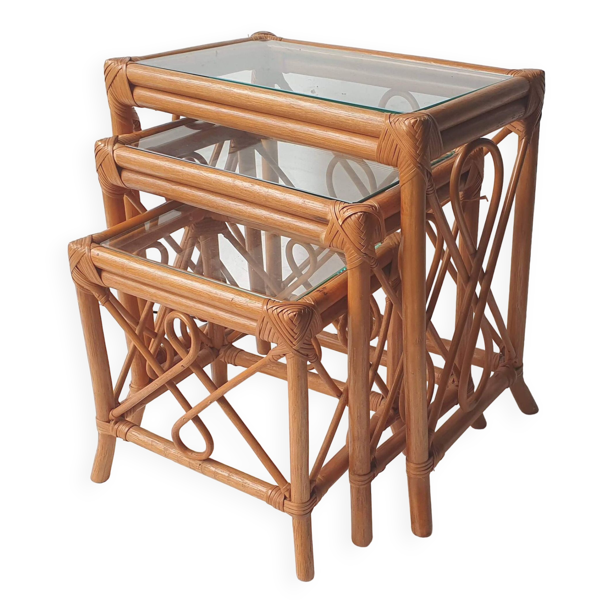 Rattan nesting tables