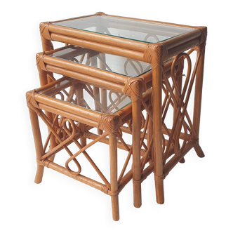 Rattan nesting tables