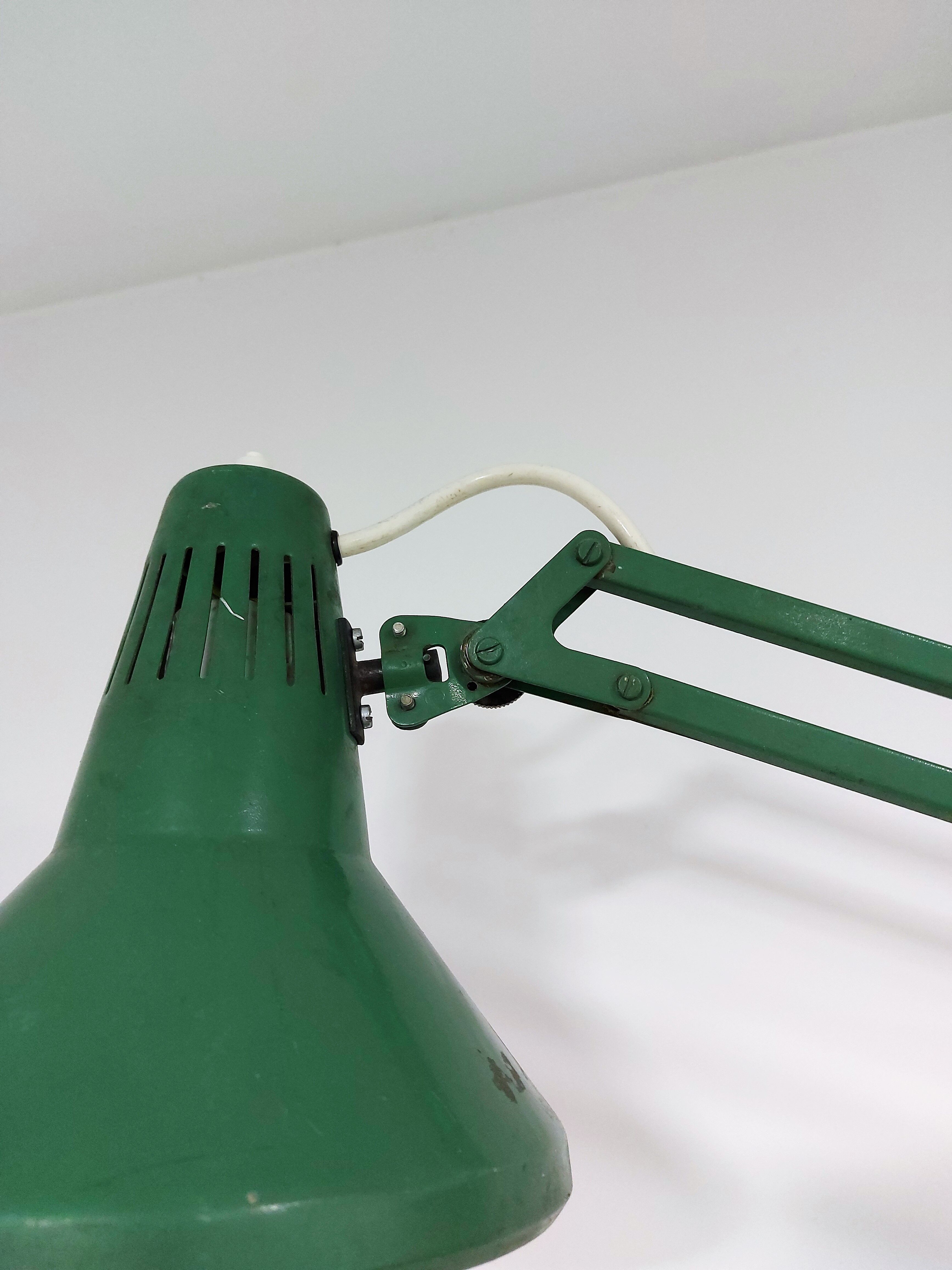 Architect Adjustable Green Swing-Arm Desk Lamp, 1970s
