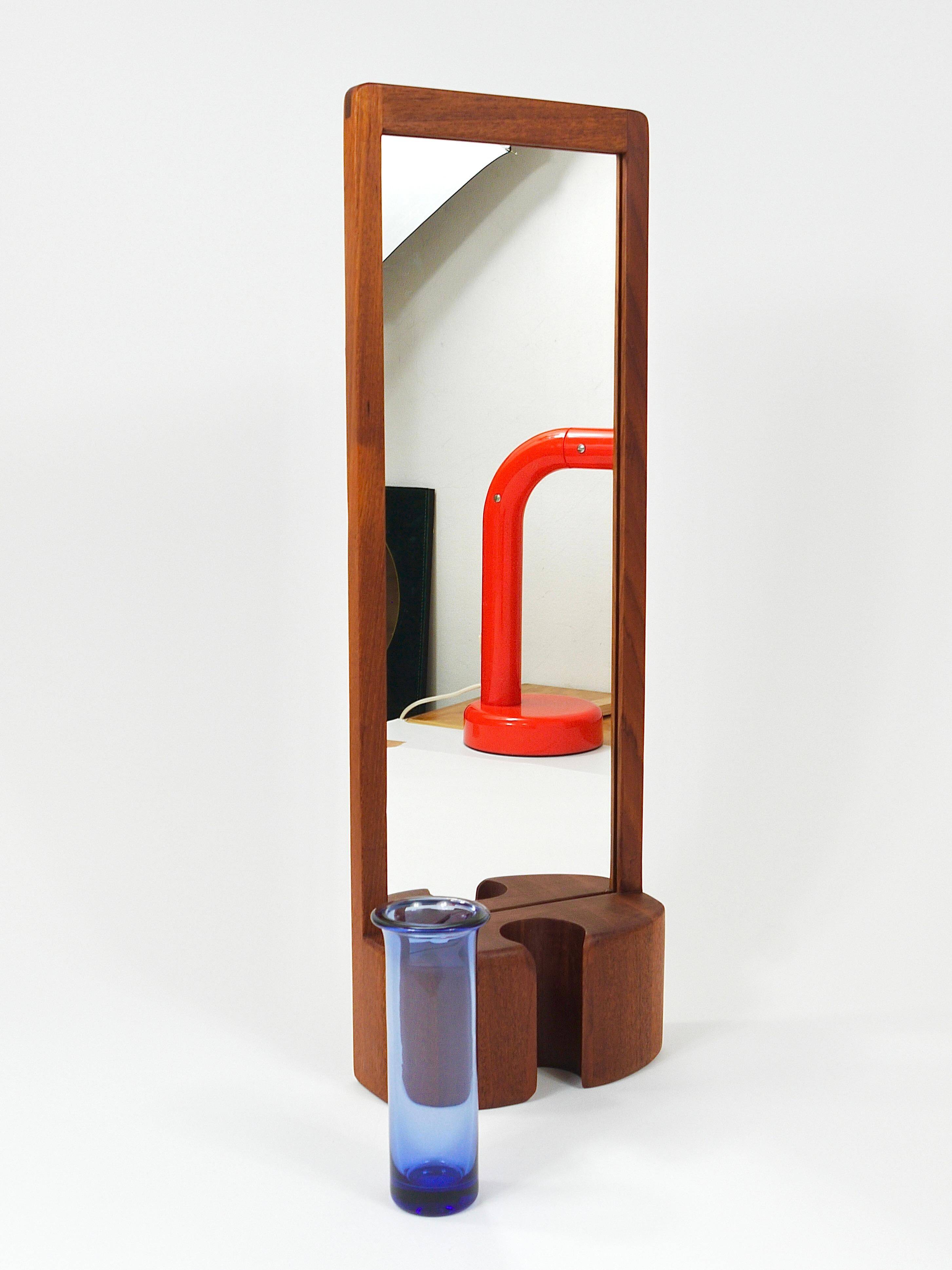 Danish wall mirror by Jacob Hermann & Per Lütken and Holmegaard glass vase, 1960s.