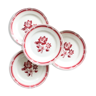 Set of 4 Badonviller plates, vintage French