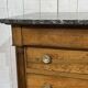 19th-century Empire commode in walnut with a grey St Anne marble top.