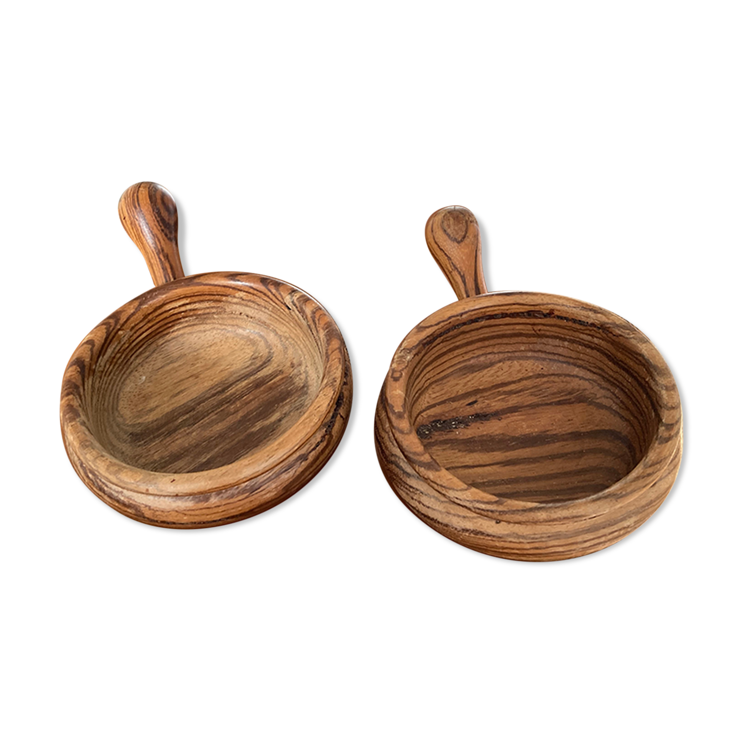 Duo of wooden raviers - vintage cup