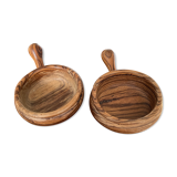 Duo of wooden raviers - vintage cup
