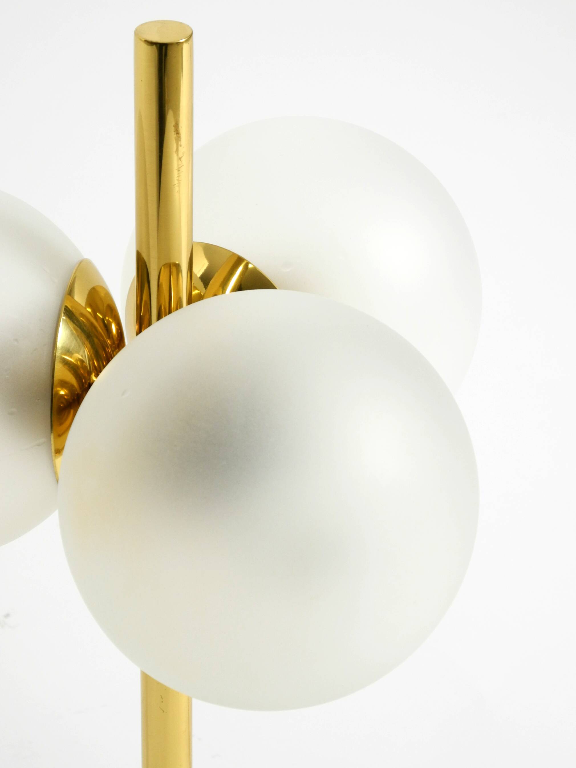 1960s Space Age brass table lamp by Kaiser Leuchten  with 3 glass globes