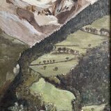Old painting, mountain landscape signed Billet