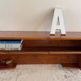 Vintage solid oak geometric wall shelf