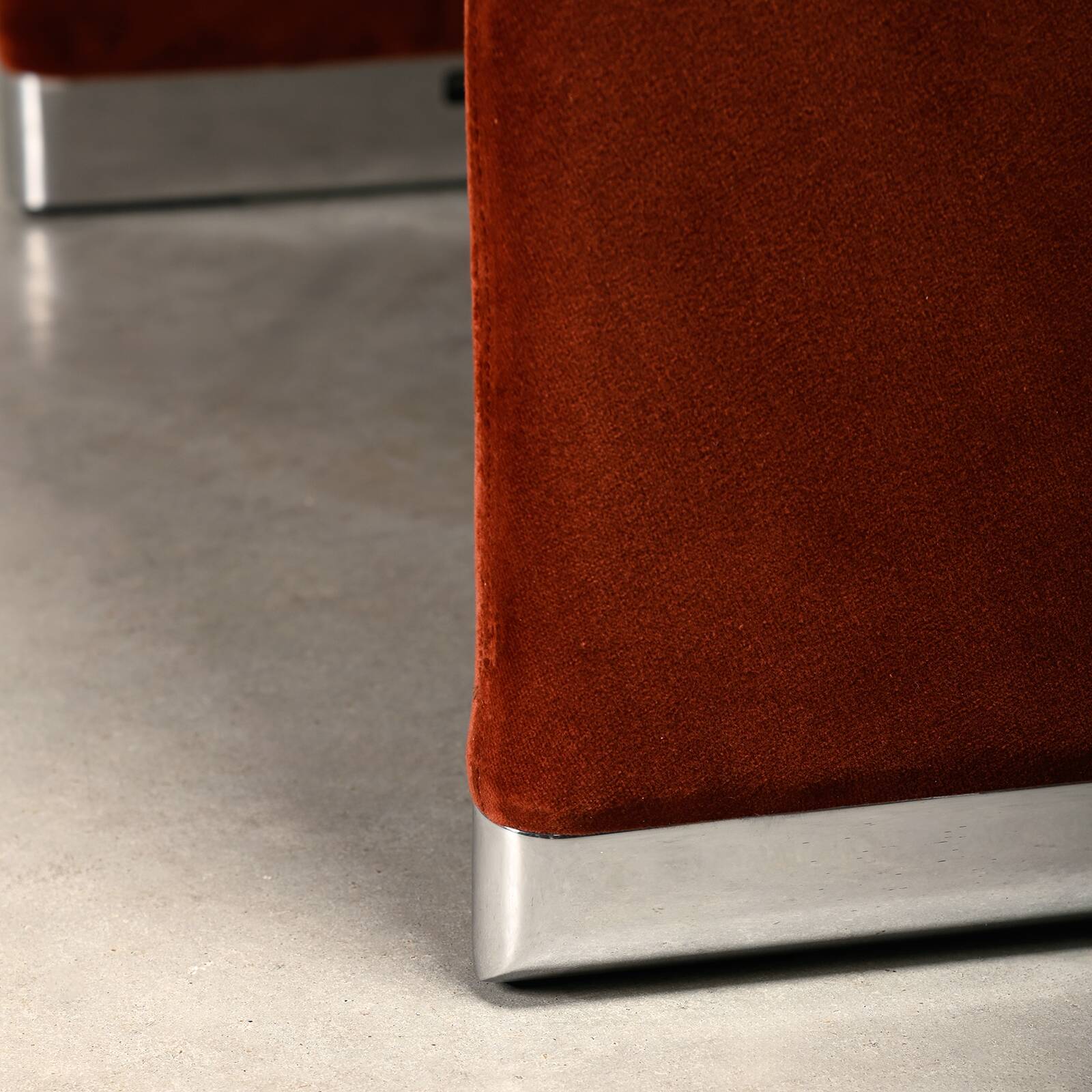 Giancarlo Piretti Alky Lounge Chair in Rust Velvet for Anonima Castelli,