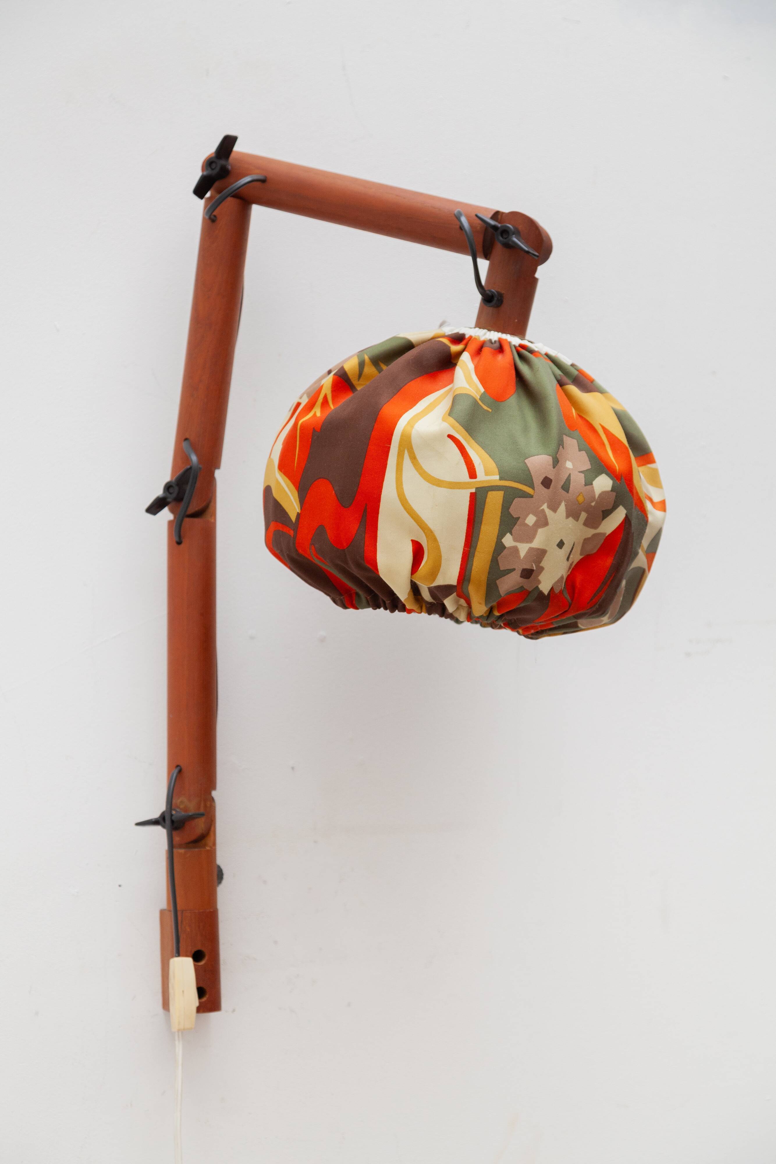 Swing Arm Teak Wall Lamp, 1970s Designed by Uno & Östen Kristiansson for Luxus