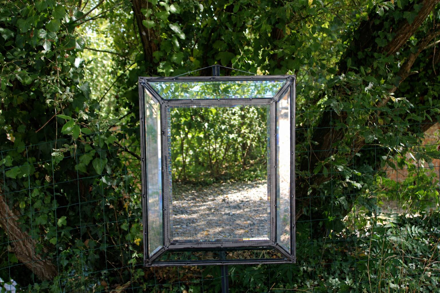 Miroir vintage en métal à parcloses – 5 glaces biseautées