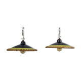 80's Concept Glass Italian Pendant Lights, Vintage Design Pair