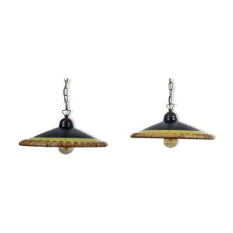 80's Concept Glass Italian Pendant Lights, Vintage Design Pair