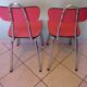 Lot of 2 chairs in red formica with tubing 60s