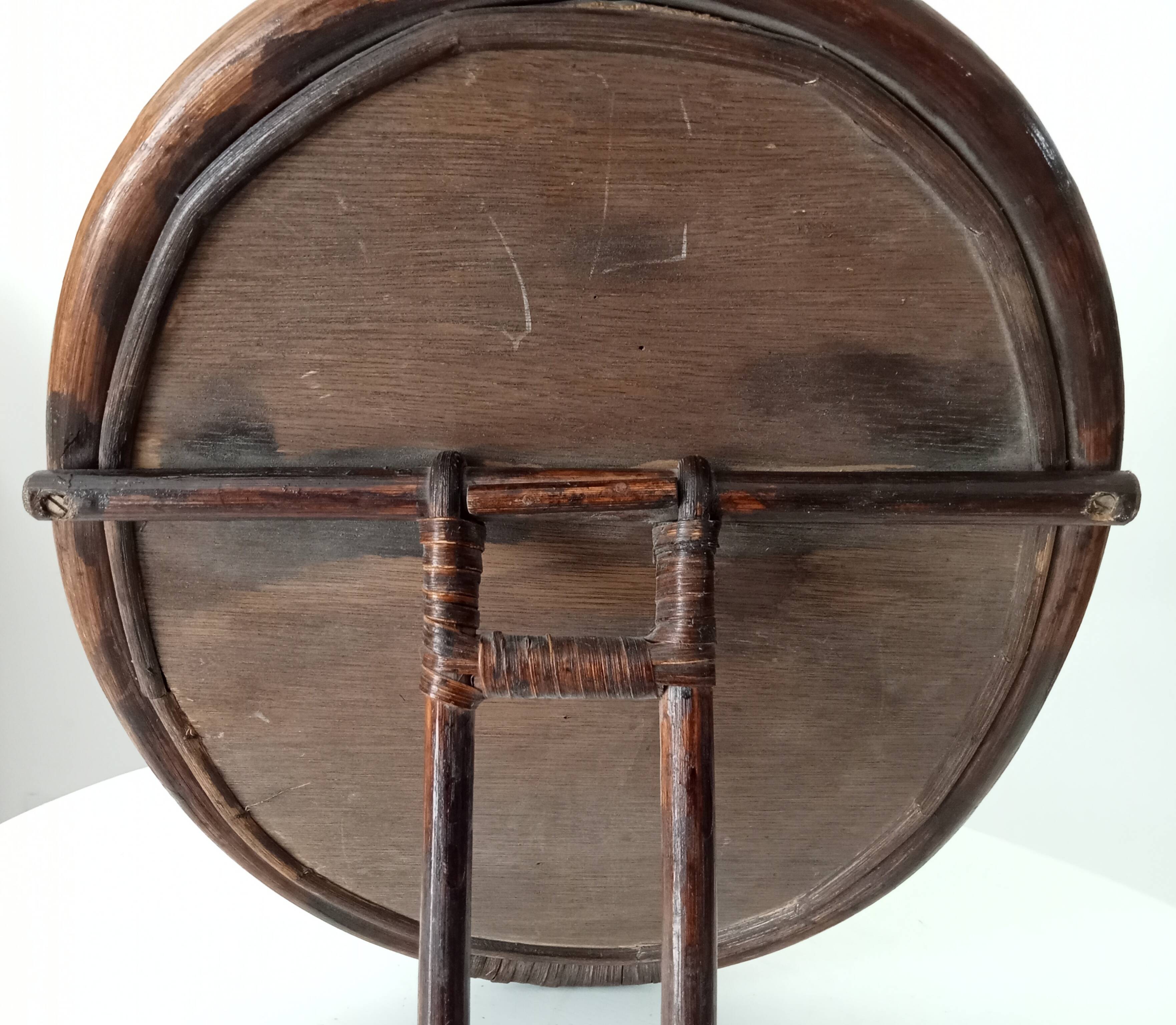 Antique rattan table mirror early 20th century