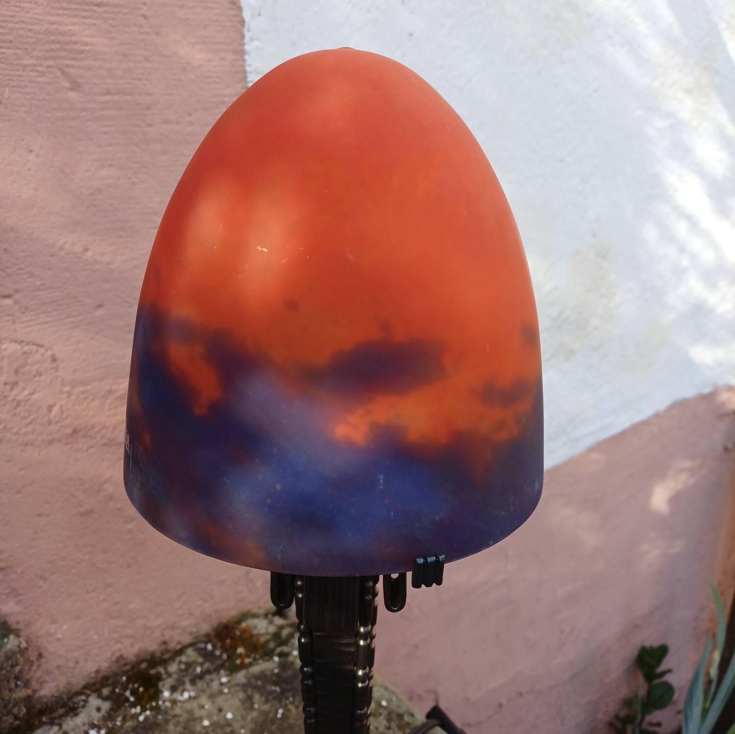 Art Deco Mushroom Lamp Obus glass paste Muller, wrought iron