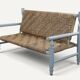 Vintage bench in braided rope and painted wood, 1950s-60s.