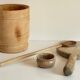 Turned wooden pots and beaters for the kitchen