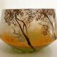 Small Art Nouveau enameled landscape vase/pot