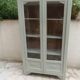 Renovated Art Deco display cabinet in grey-green.
