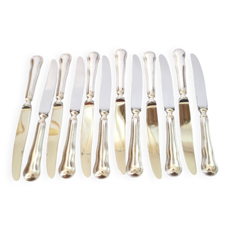 ST MEDARD Set of 12 knives, antique fillet model, violin-shaped, silver-plated, 21 cm